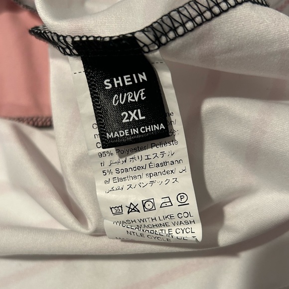 SHEIN Curve Striped Color Block Lace Tee - Picture 4 of 9